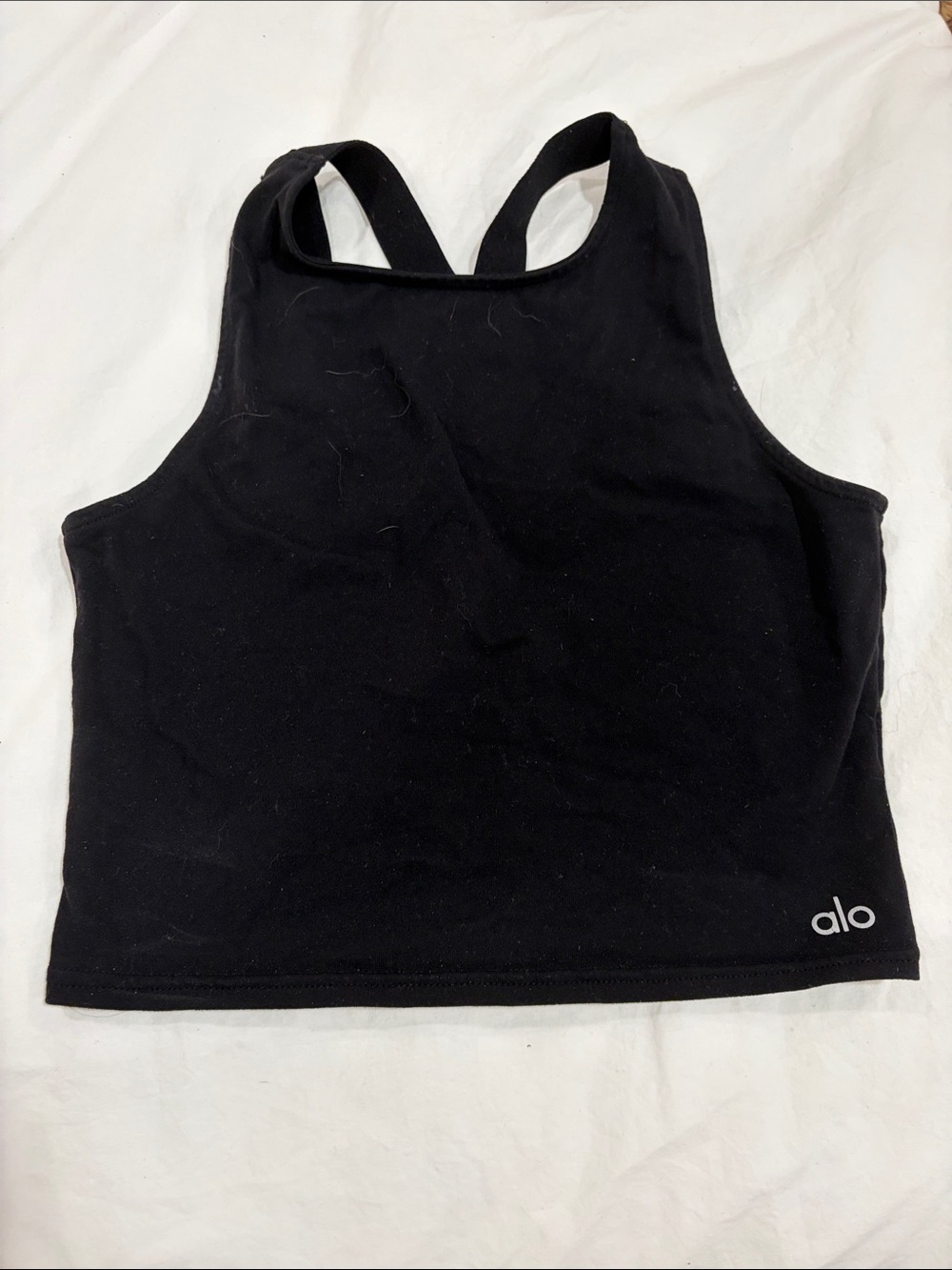 ALO Yoga Black Cropped Tank Top